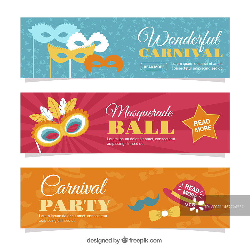 3款狂欢节banner设计图片素材