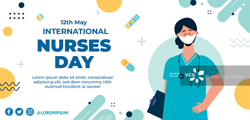 手绘国际护士节横幅模板图片素材