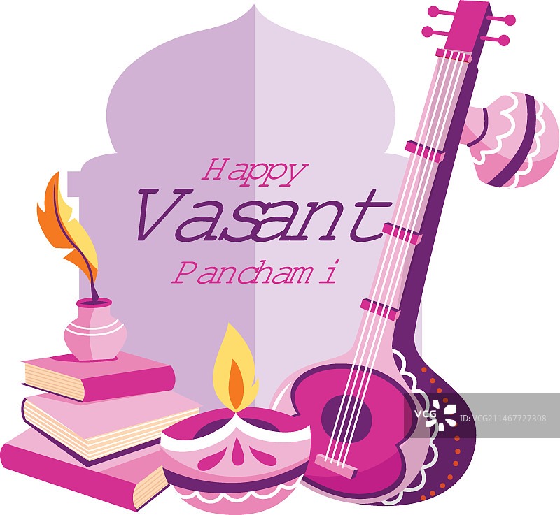 扁平风格印度教瓦桑特·潘查米节插画图片素材
