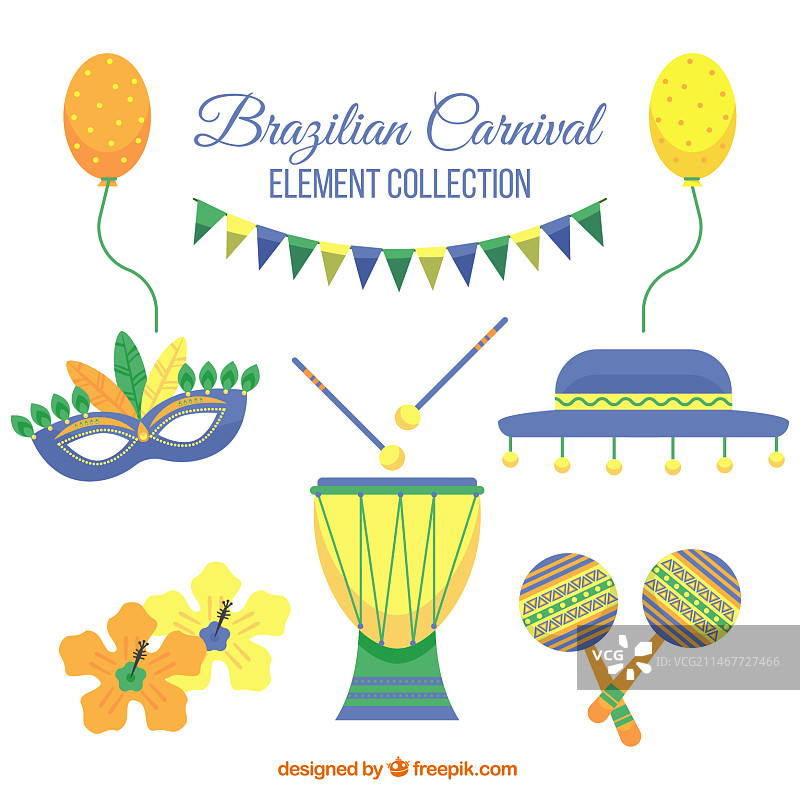 巴西狂欢节彩色物品合集图片素材