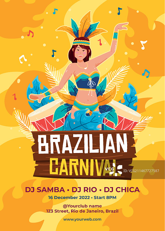 手绘巴西狂欢节海报模板图片素材