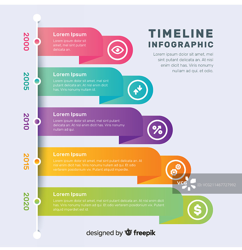 彩色信息图时间轴扁平风格设计图片素材