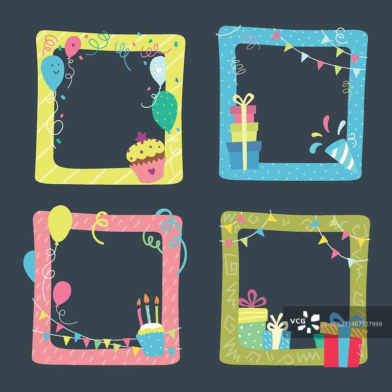 手绘生日拼贴画相框合集图片素材