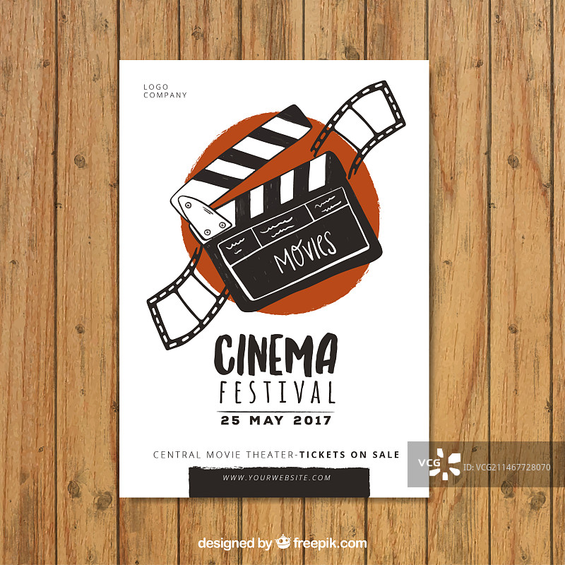 手绘拍板海报图片素材