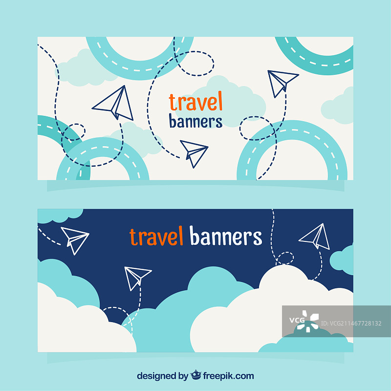 纸飞机旅行banner图片素材