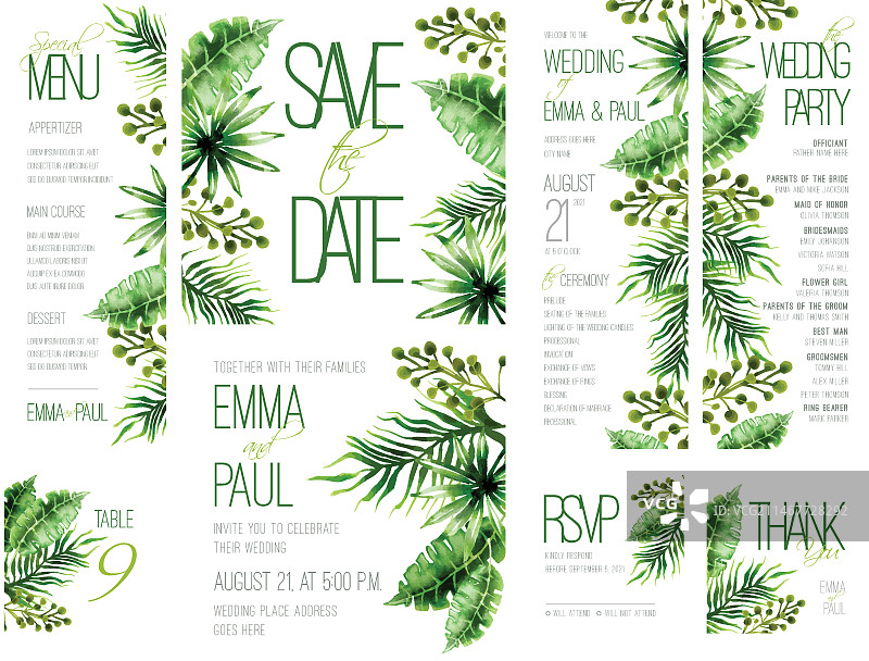 水彩婚礼文具模板图片素材