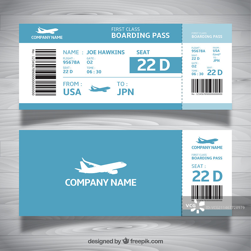 蓝色调登机牌模板图片素材