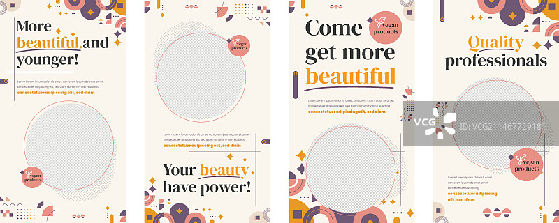 扁平风格化妆师Instagram故事合集图片素材