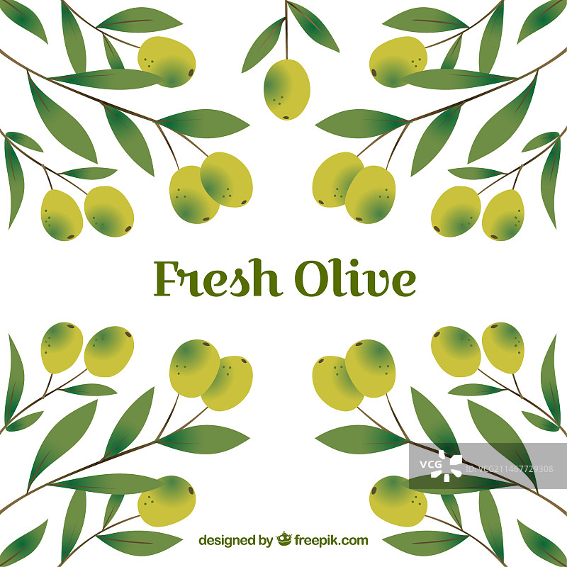 带新鲜橄榄的自然背景图片素材