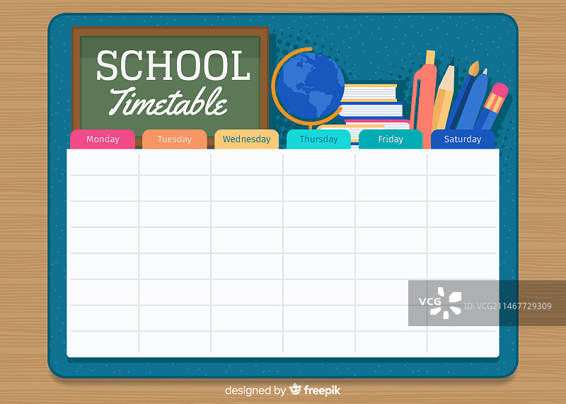 扁平风格学校课程表模板图片素材