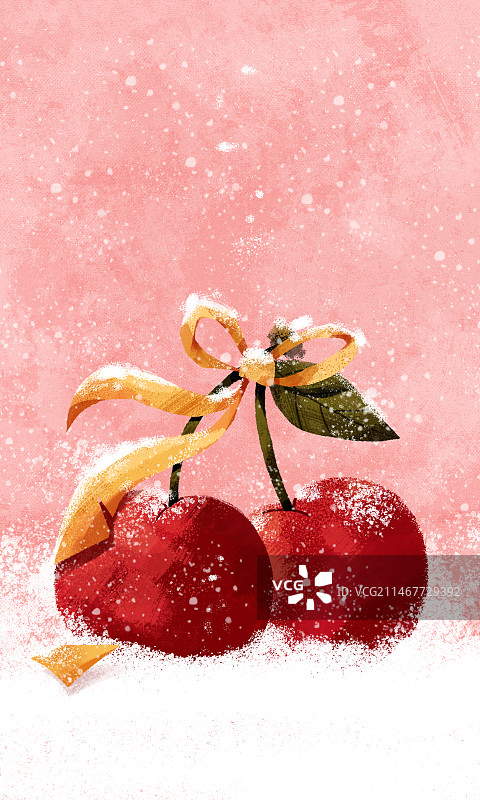 雪地里的车厘子无人图片素材