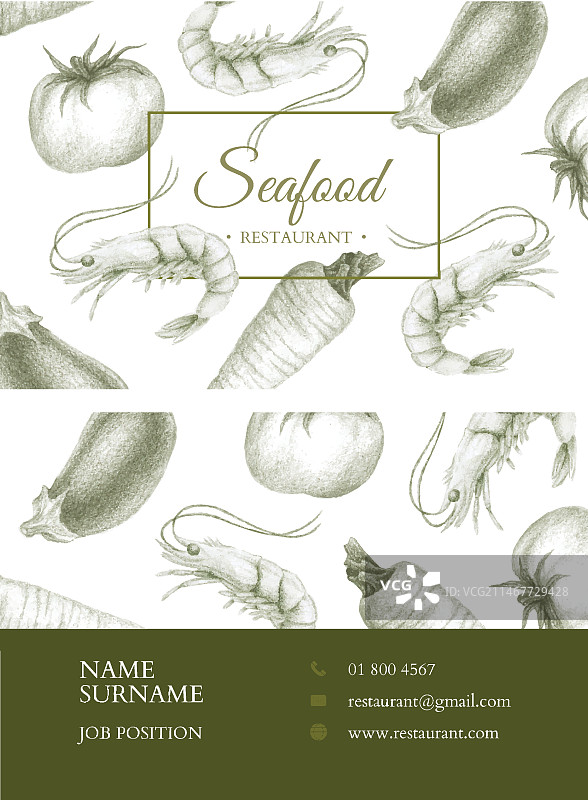 手绘复古餐厅名片模板图片素材