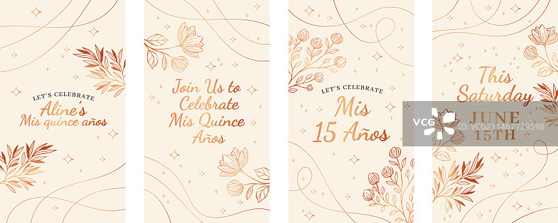 渐变花卉十五岁派对Instagram快拍图片素材