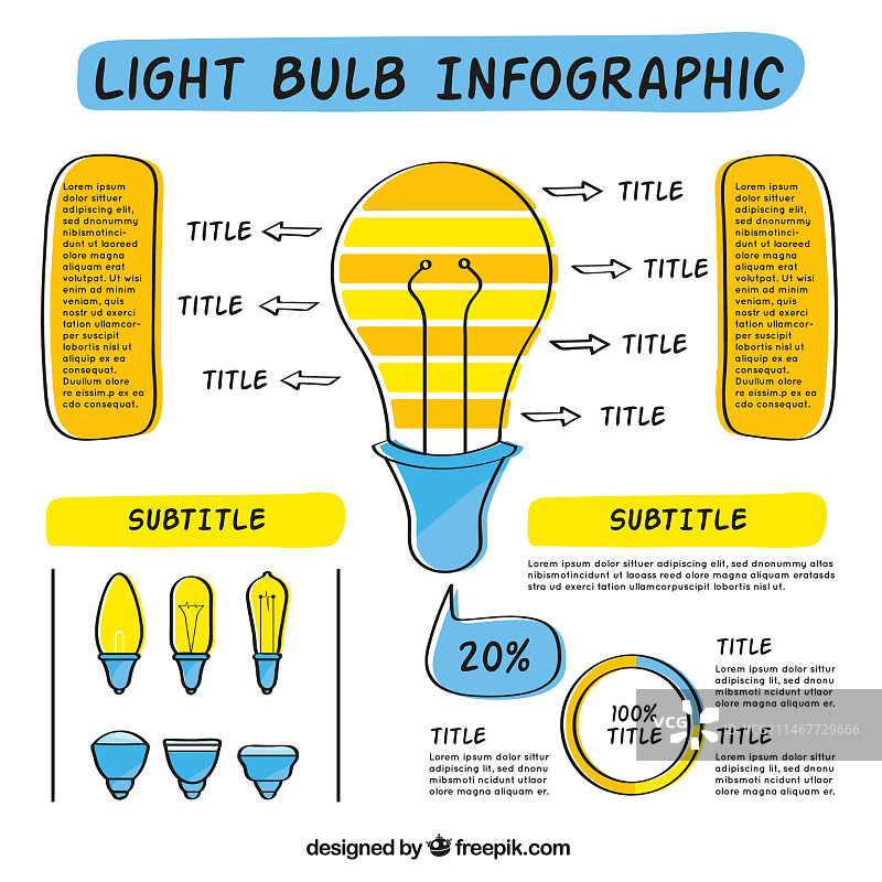 手绘灯泡信息图设计图片素材