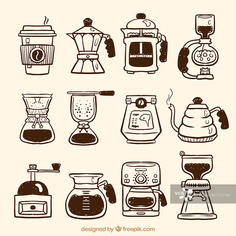 咖啡素描合集图片素材