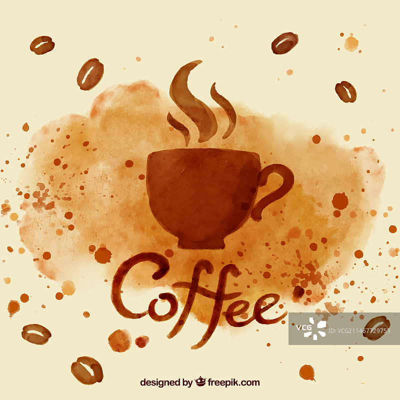 水彩咖啡杯背景图片素材