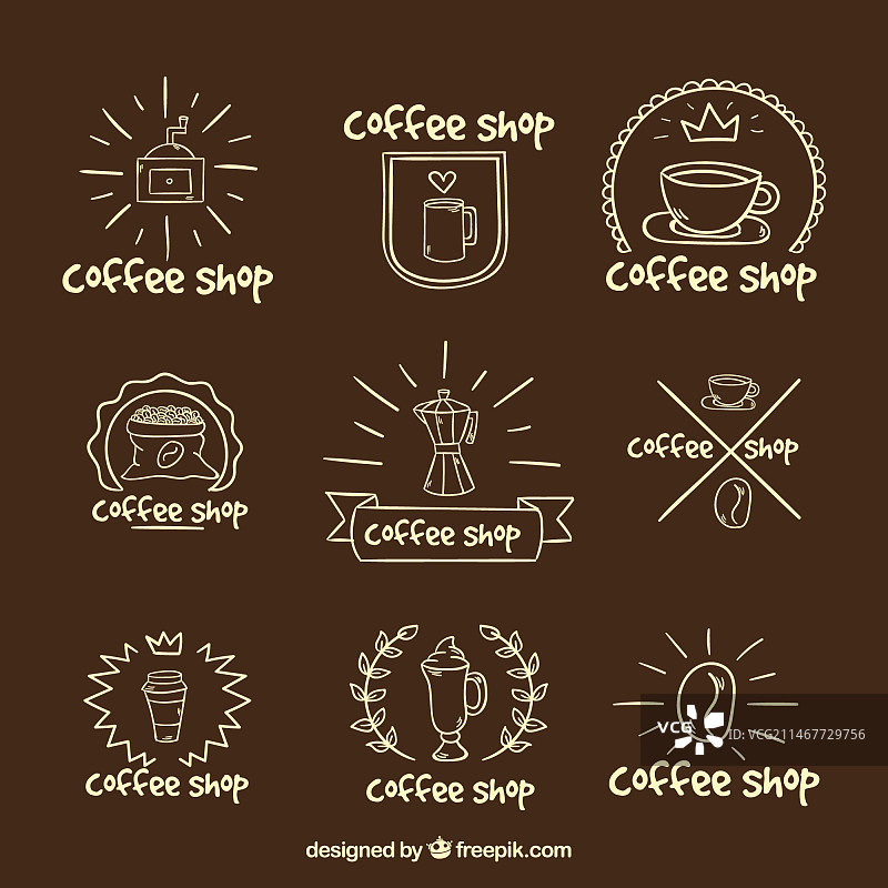 手绘咖啡logo合集图片素材