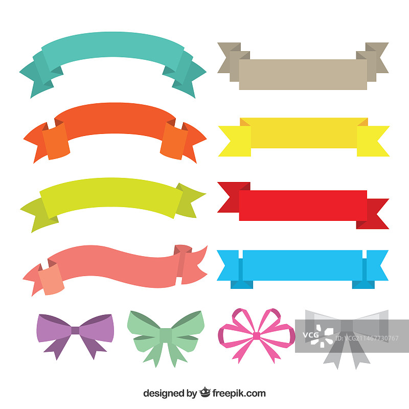 彩色丝带蝴蝶结合集图片素材