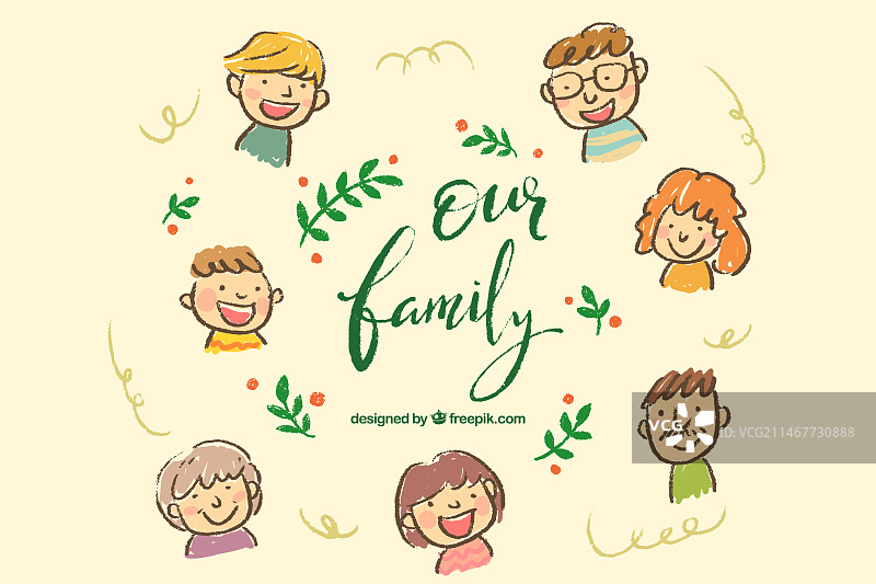 精美的手绘家庭背景图片素材