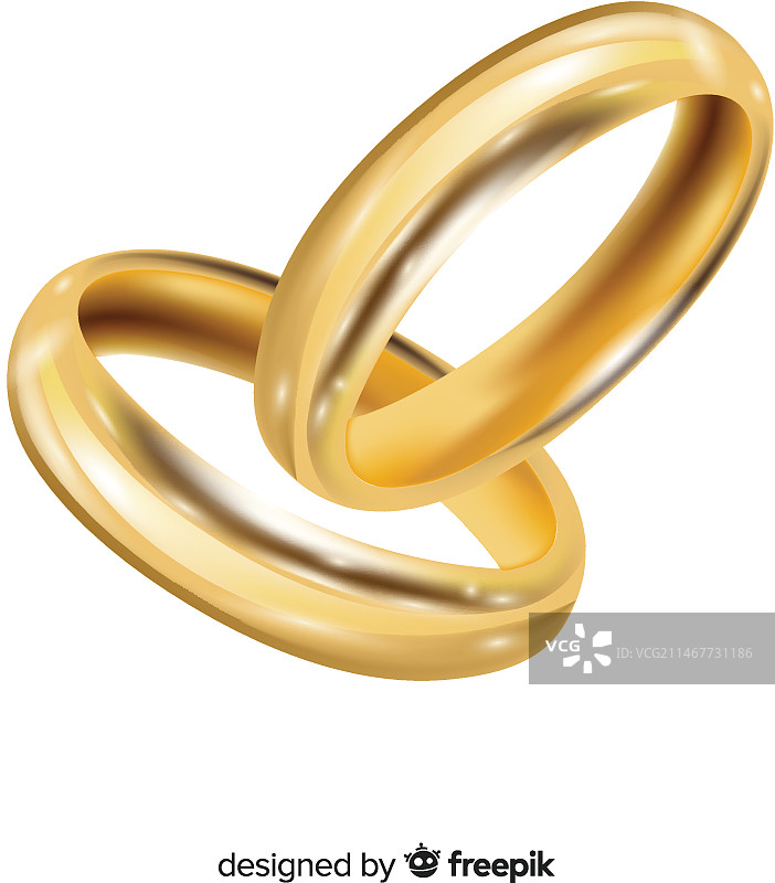 逼真风格的金色结婚戒指图片素材