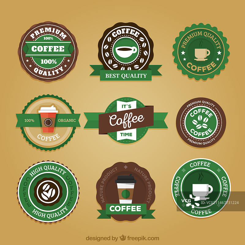 复古星巴克贴纸套装图片素材