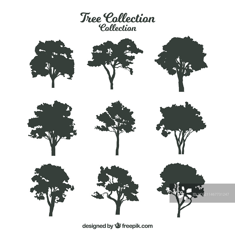 各种设计的树木剪影图片素材