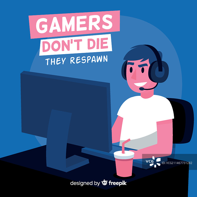 电脑游戏玩家未来主义背景图片素材