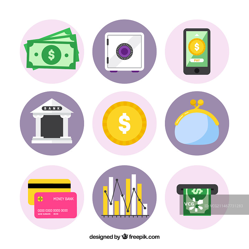 扁平化设计经济元素合集图片素材