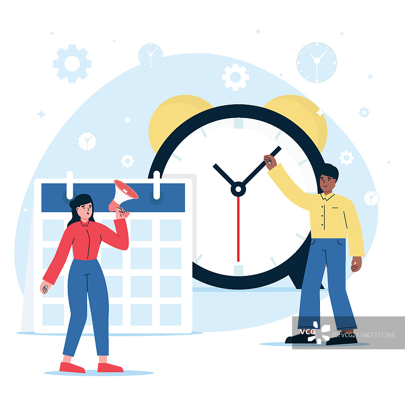 手绘扁平风时间管理插画图片素材