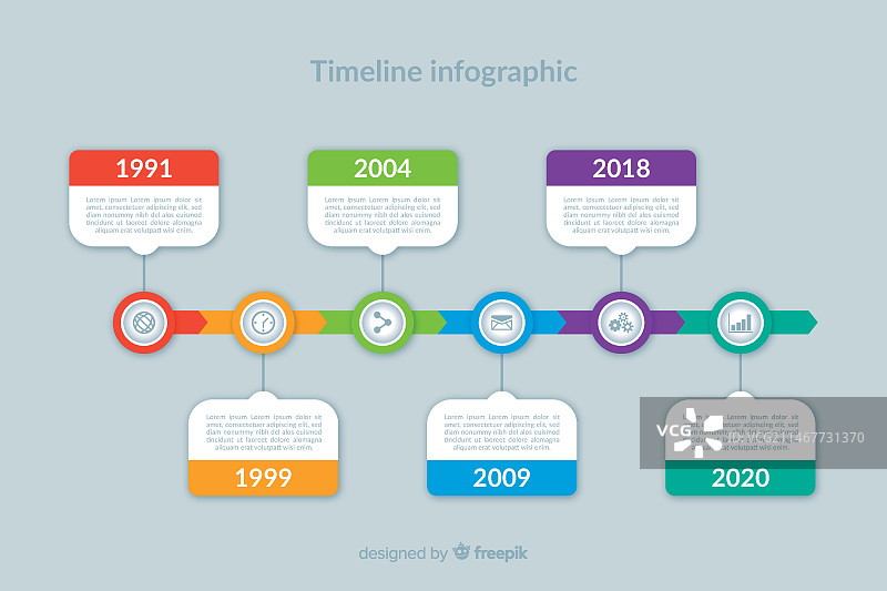 彩色现代时间轴信息图模板图片素材