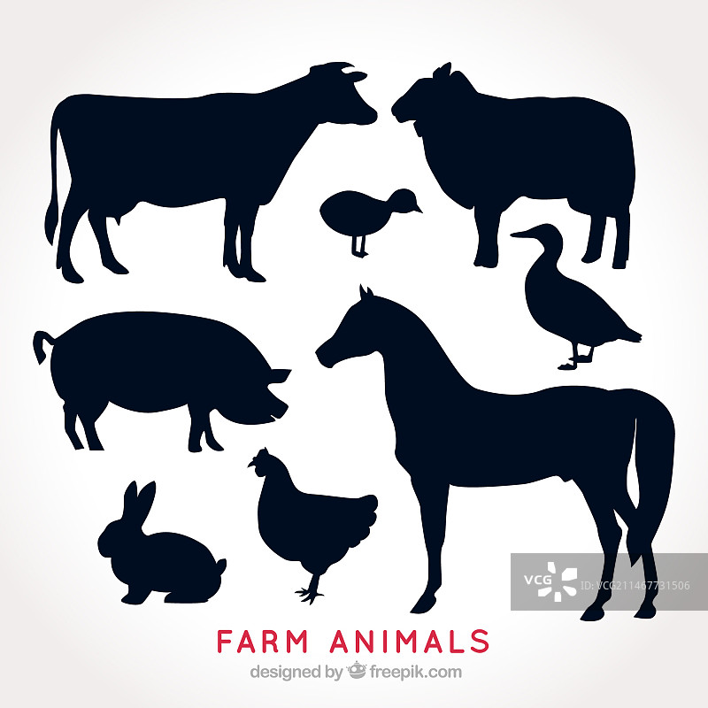 农场动物剪影合集图片素材