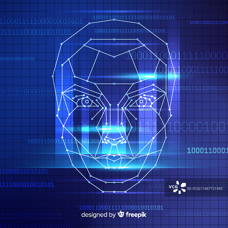 抽象面部识别蓝色背景图片素材