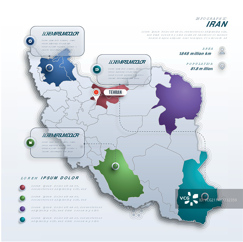 渐变风格伊朗地图信息图图片素材