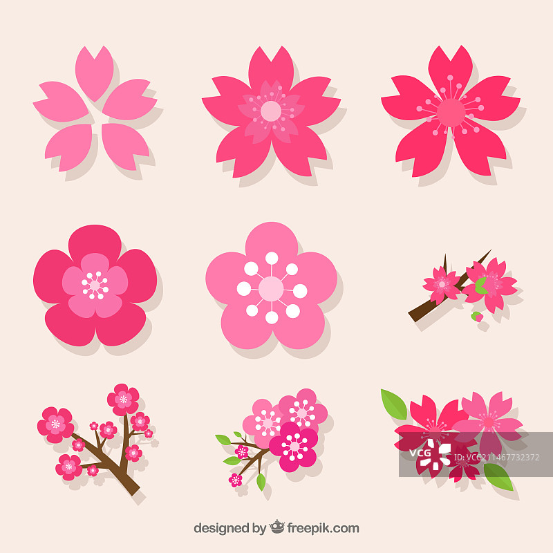 装饰性多样樱花素材包图片素材