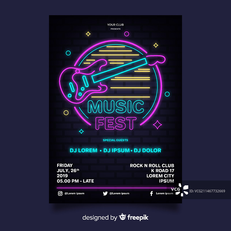 霓虹音乐节海报模板图片素材