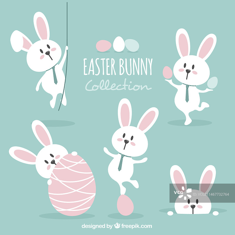 可爱的复活节兔子套装图片素材