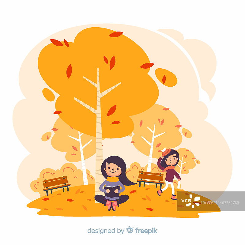 人们在秋季公园里进行活动图片素材