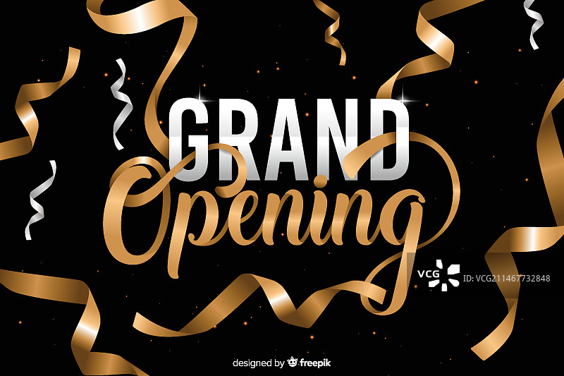 逼真彩带盛大开幕背景图片素材