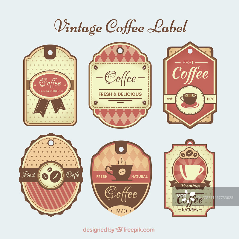 复古咖啡贴纸图片素材