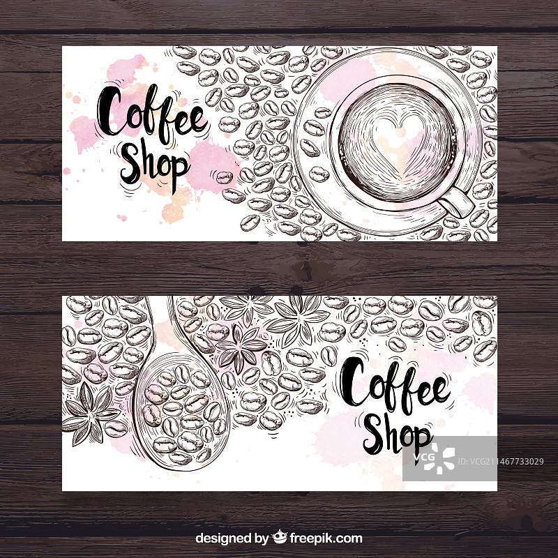 咖啡豆的Banner草图图片素材