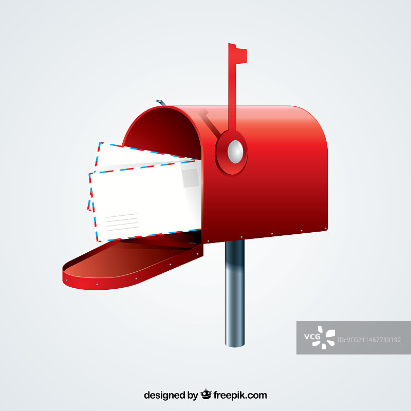 红色邮箱与信封背景图片素材