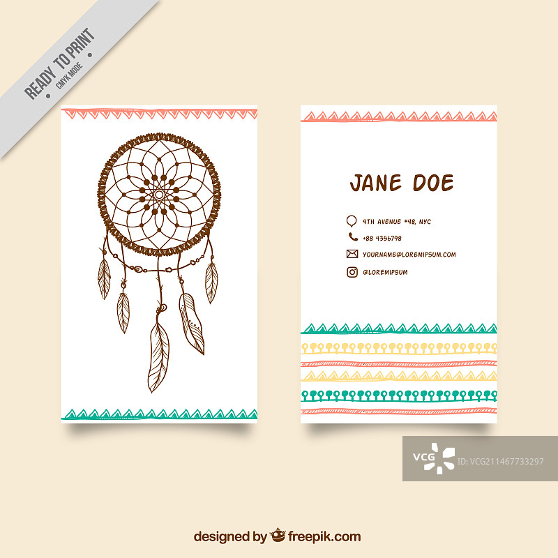 企业风波西米亚风捕梦网卡片图片素材