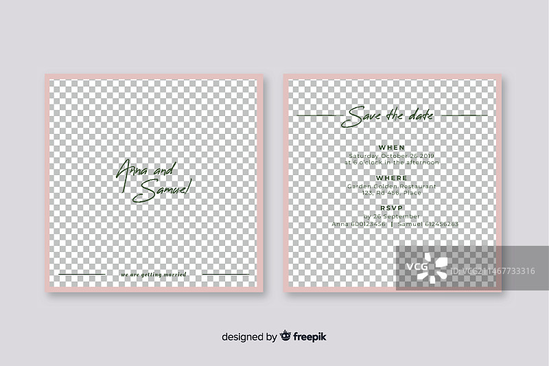留存日期婚礼邀请函模板图片素材