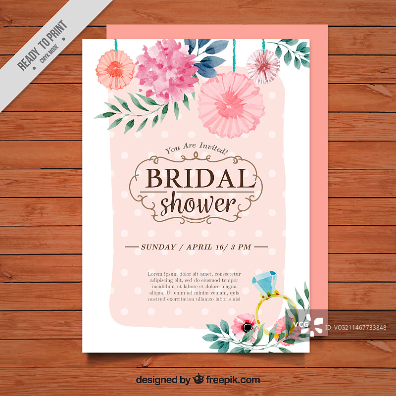 水彩花卉新娘送礼邀请函图片素材