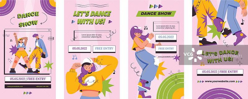 手绘扁平风舞蹈表演Instagram帖子图片素材