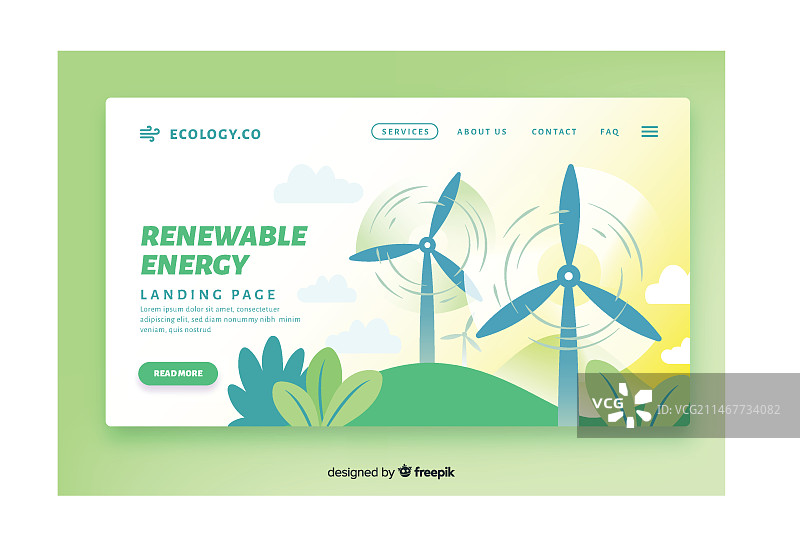 扁平风生态主题着陆页模板图片素材