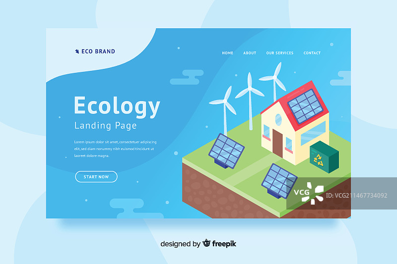 扁平风生态主题着陆页模板图片素材