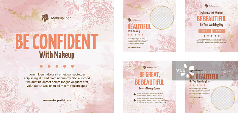 水彩化妆师Instagram帖子图片素材