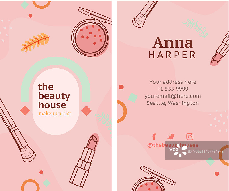 极简化妆师竖版名片图片素材