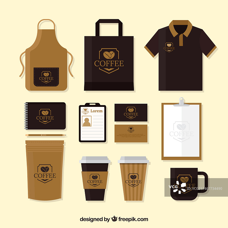 咖啡馆和文具的商品包装图片素材